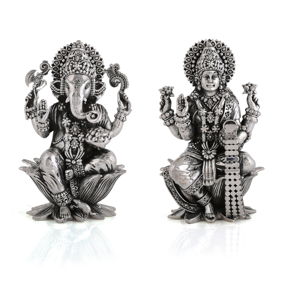 Pure silver Laxmi Ganesh idol