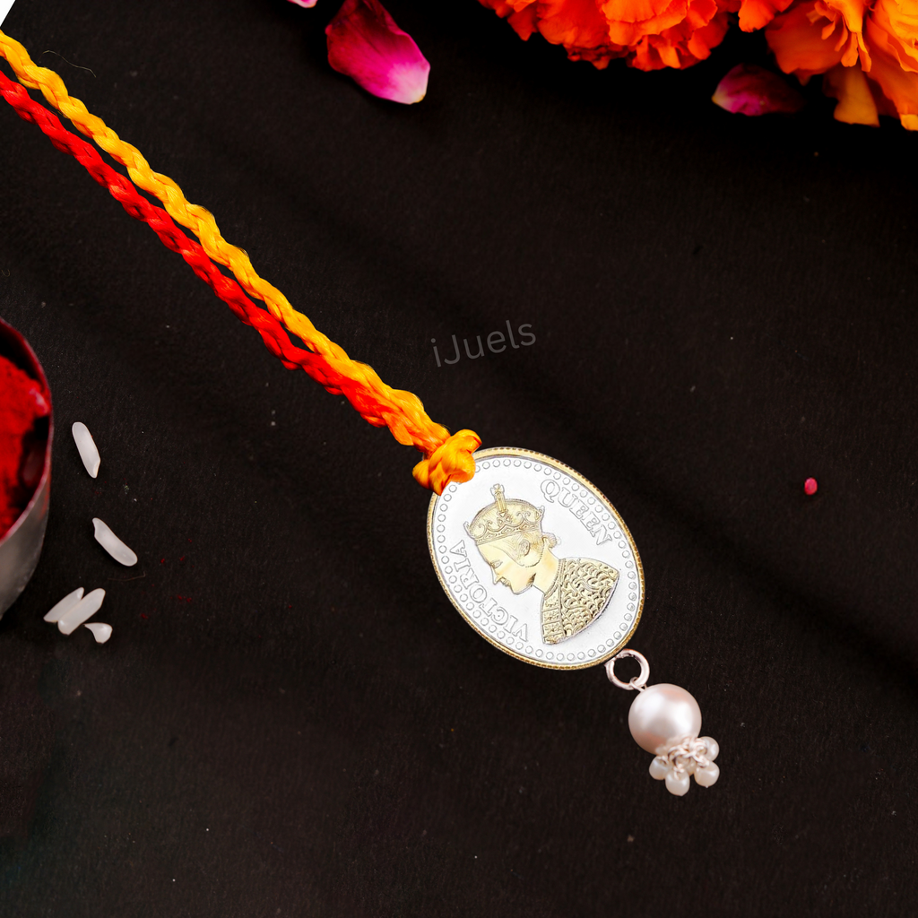 Coin Rakhi Silver Lumba Rakhi for Bhabhi – Pure 925 Silver | iJuels