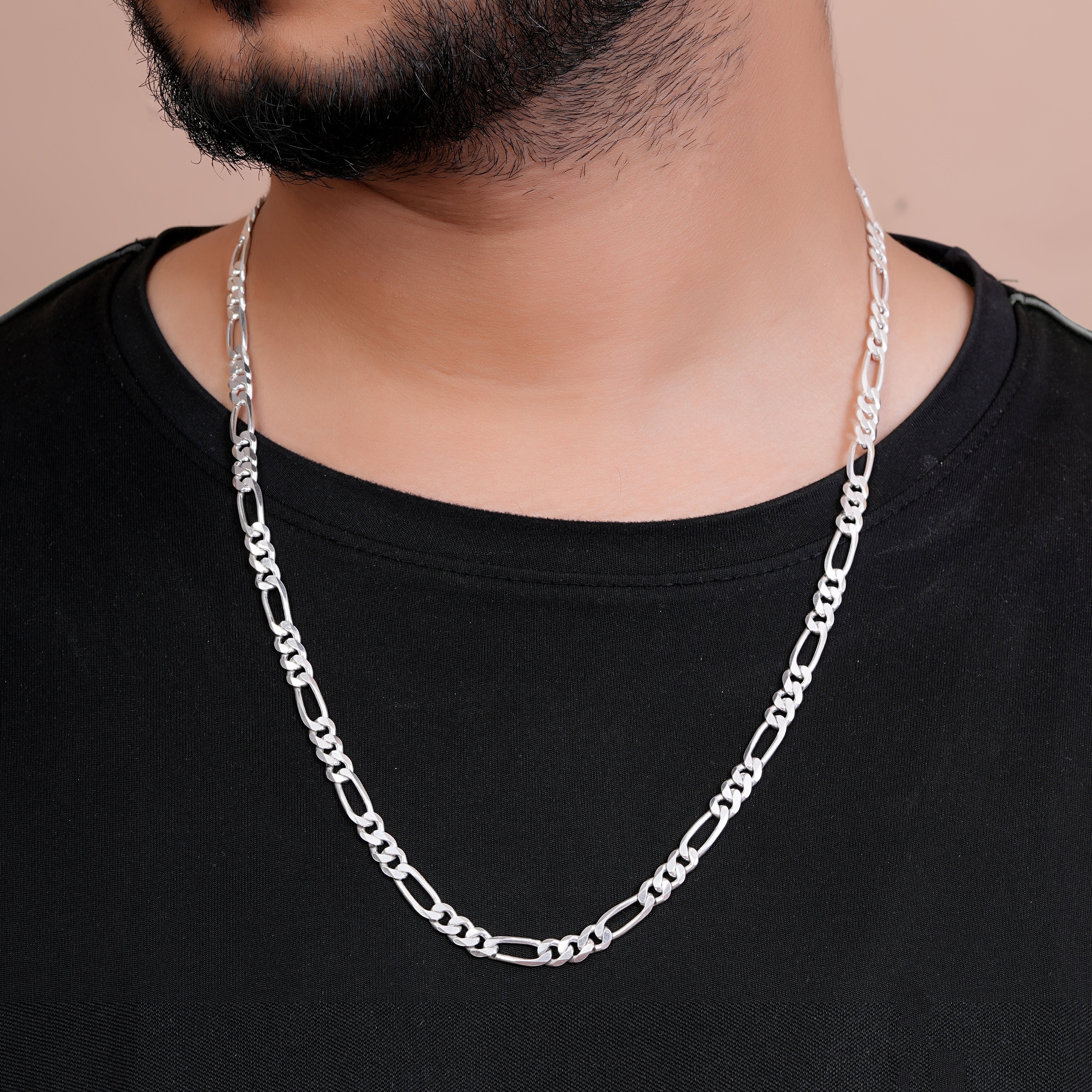 Tendulkar Chain Pure silver figaro chain for mens. Silver tendulkar chain