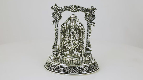 Venkateshwara Balaji Sridevi Bhudevi 925 Sterling Silver Idol - Rudra Centre