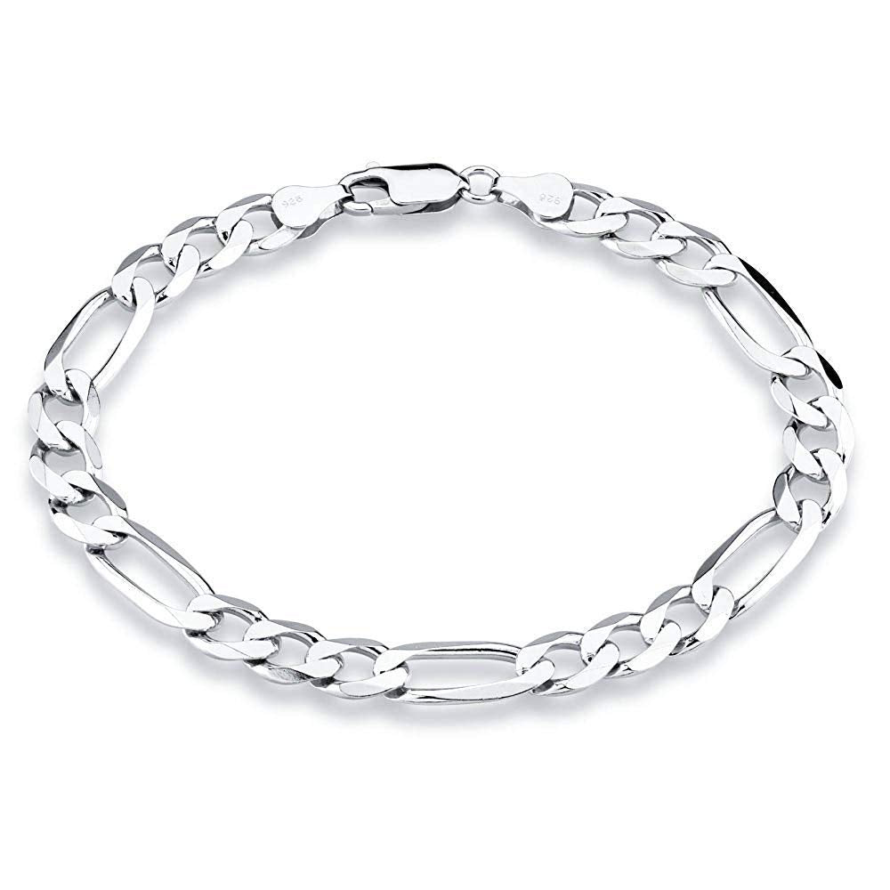Mens Bracelet Silver – 925 Sterling Silver Figaro Chain for Men
