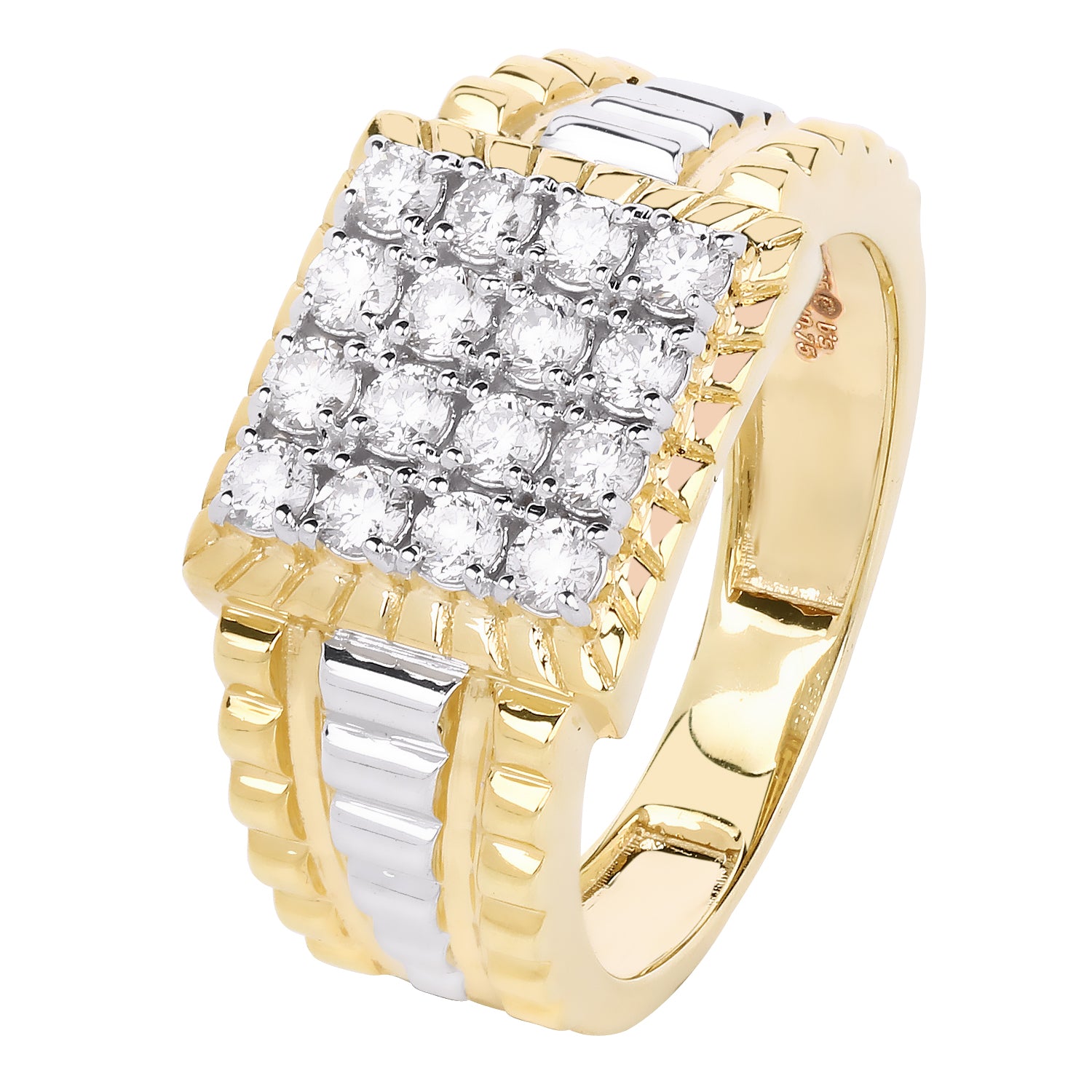 Amour 1/4 CT TW Diamond Octagonal Men's Ring In 10K White and Yellow Gold  JMS006953-9 - Jewelry - Jomashop