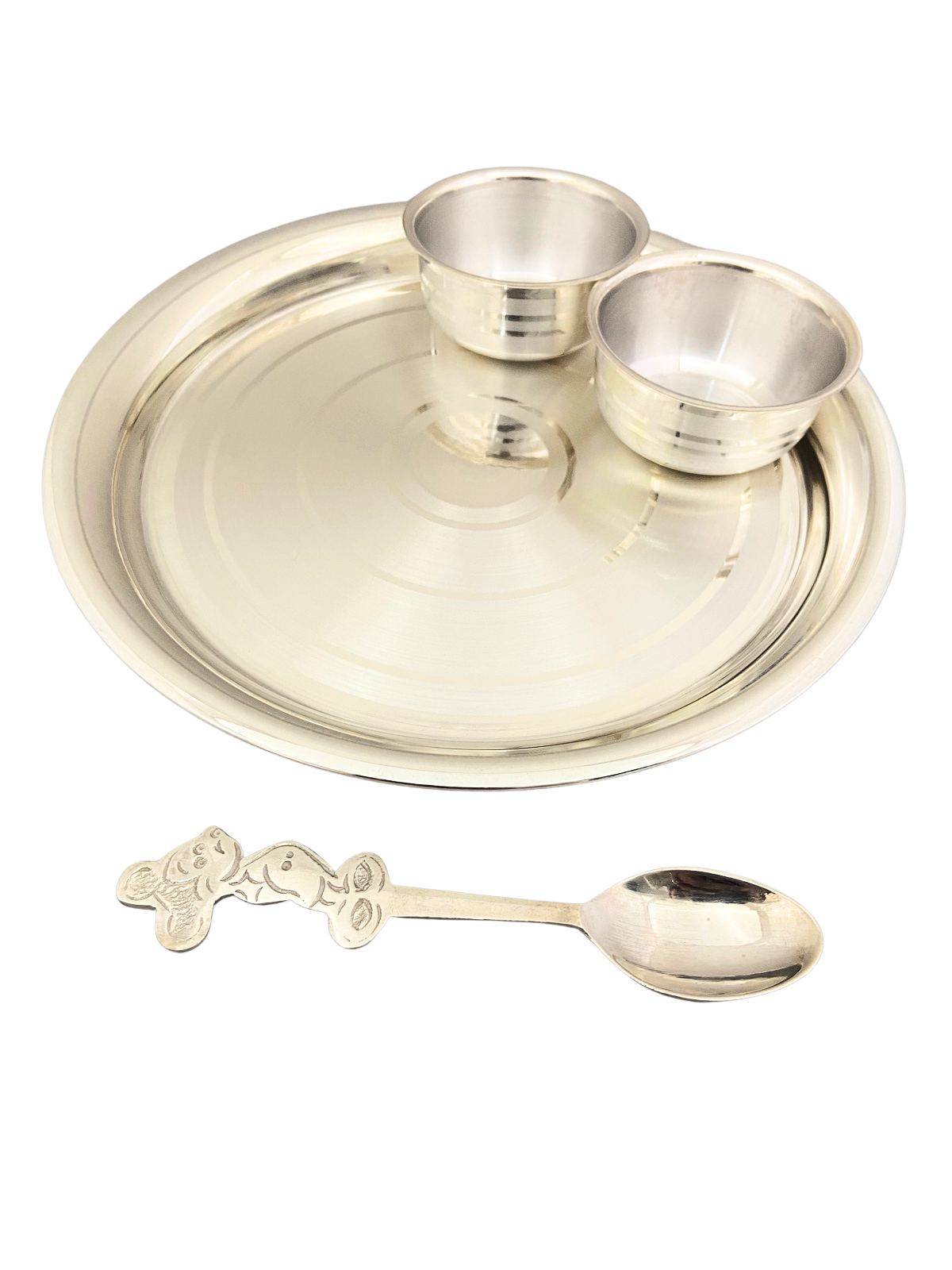 iJuels 97 pure silver thali set for kids . Thali with spoon with
